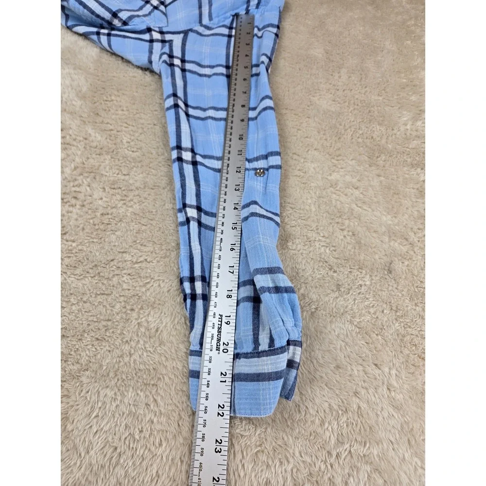 Michael Kors Blue Plaid‎ Long Sleeve Button Up Shirt Dress Tunic Size 12